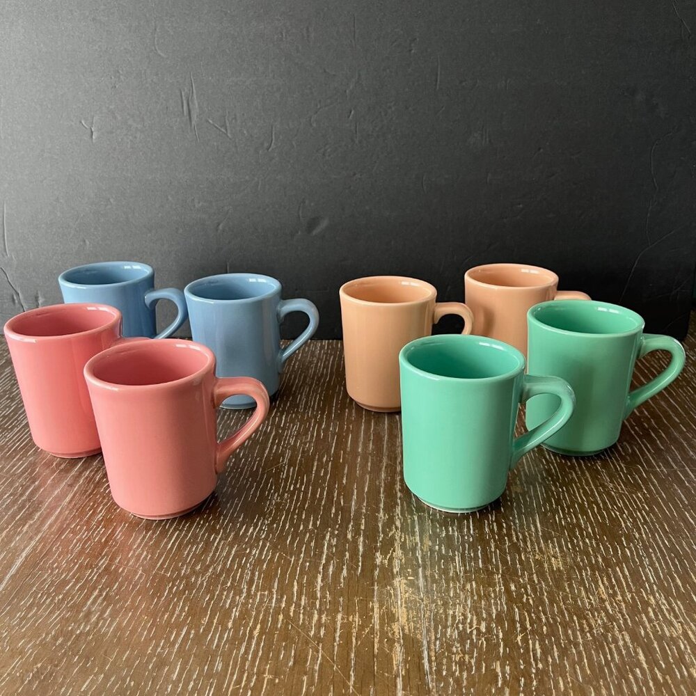 Set of Eight Vintage HLC Mugs USA Homer Laughlin Company